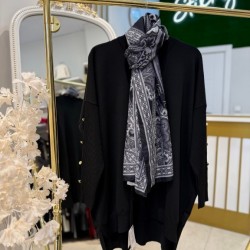 KOLU DÜĞMELİ MERSERİZE TUNİK SİYAH