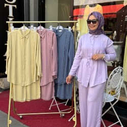 NERVÜRLÜ TENSEL TAKIM GÜL PEMBE