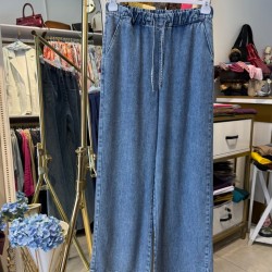 BOL PAÇA TENSEL KOT PANTOLON AÇIK MAVİ