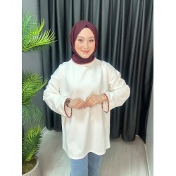 ÖRGÜ DETAYLI SWEAT BEYAZ
