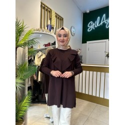 FIRFIRLI TRİKO TUNİK KAHVE