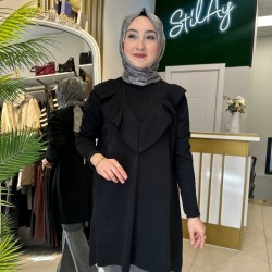 FIRFIRLI TRİKO TUNİK SİYAH