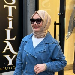 TASARIM ETEK ÜSTÜ KOT CEKET AÇIK MAVİ