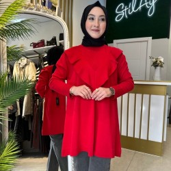 FIRFIRLI TRİKO TUNİK KIRMIZI