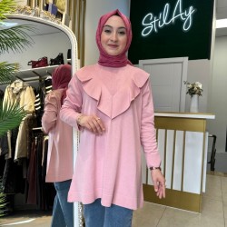 FIRFIRLI TRİKO TUNİK PEMBE