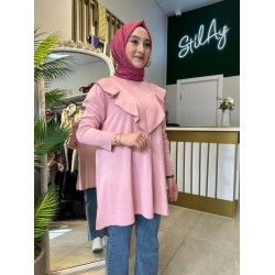 FIRFIRLI TRİKO TUNİK PEMBE