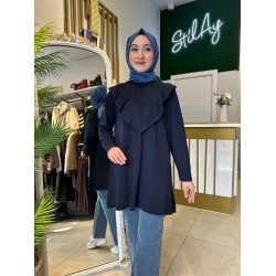 FIRFIRLI TRİKO TUNİK LACİVERT
