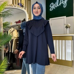 FIRFIRLI TRİKO TUNİK LACİVERT