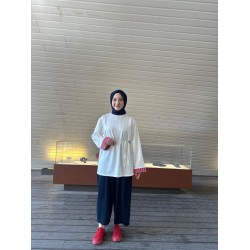 ÇİZGİ GARNİLİ BAĞLAMALI SWEAT BEYAZ