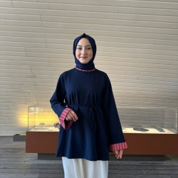 ÇİZGİ GARNİLİ BAĞLAMALI SWEAT LACİVERT