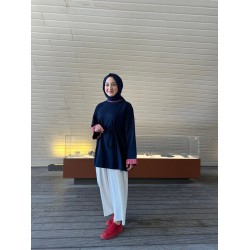 ÇİZGİ GARNİLİ BAĞLAMALI SWEAT LACİVERT