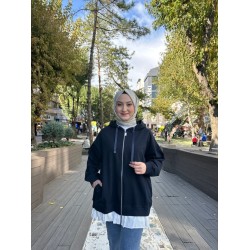 FERMUARLI FIRFIR DETAYLI SWEAT LACİVERT