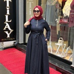 NORA DENİM ELBİSE LACİVERT 