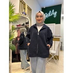 SİMLİ FERMUARLI HIRKA LACİVERT