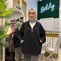 SİMLİ FERMUARLI HIRKA SİYAH