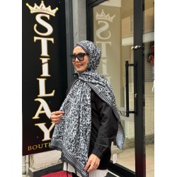 SARMAŞIK DESEN DİJİTAL ŞAL SİYAH