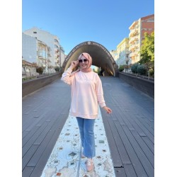 NAKIŞ VE TAŞ YAZI DETAYLI SWEAT PUDRA
