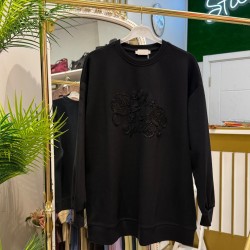 BONCUK NAKIŞLI BASİC SWEAT SİYAH