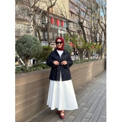 TAŞ DETAYLI DENİM CEKET KOYU MAVİ