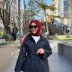 TAŞ DETAYLI DENİM CEKET KOYU MAVİ