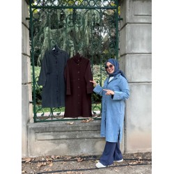 BAĞLAMA DETAYLI KOT KAP GRİ
