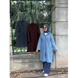 BAĞLAMA DETAYLI KOT KAP AÇIK MAVİ