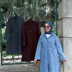 BAĞLAMA DETAYLI KOT KAP AÇIK MAVİ