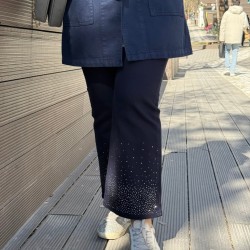 TAŞLI İSPANYOL DENİM PANTOLON LACİVERT