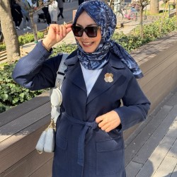 BAĞLAMALI CEPLİ DENİM CEKET LACİVERT
