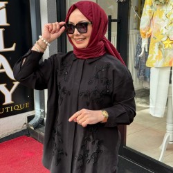 BONCUK İŞLEME DETAYLI TASARIM TAKIM SİYAH