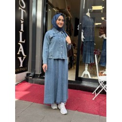 FULYA DENİM ETEKLİ TAKIM AÇIK MAVİ