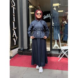 FULYA DENİM ETEKLİ TAKIM KOYU MAVİ