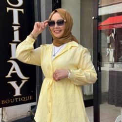 PULLU İPEK GÖMLEK SU SOFT SARI