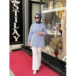 FİSTO ÇİZGİLİ GÖMLEK LACİVERT