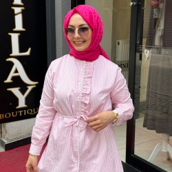 FİSTO ÇİZGİLİ GÖMLEK PEMBE 