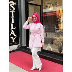 FİSTO ÇİZGİLİ GÖMLEK PEMBE 