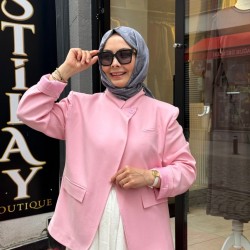 TEK DÜĞMELİ BLAZER CEKET PEMBE