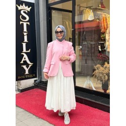 TEK DÜĞMELİ BLAZER CEKET PEMBE