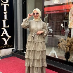 NİSA KAT KAT ELBİSE ÇAĞLA YEŞİLİ