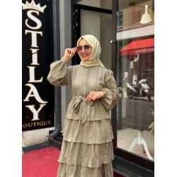 NİSA KAT KAT ELBİSE ÇAĞLA YEŞİLİ