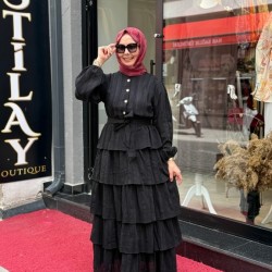 NİSA KAT KAT ELBİSE SİYAH