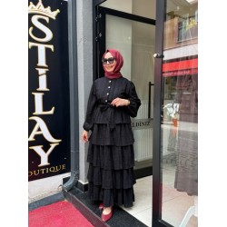NİSA KAT KAT ELBİSE SİYAH