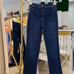 PAÇA PÜSKÜLLÜ TAŞLI KOT PANTOLON LACİVERT