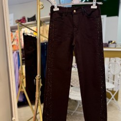 PAÇA PÜSKÜLLÜ TAŞLI KOT PANTOLON ACI KAHVE