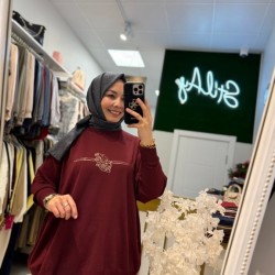 NAKIŞ DETAYLI MERSERİZE TUNİK BORDO