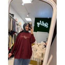 NAKIŞ DETAYLI MERSERİZE TUNİK BORDO