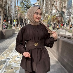 SEYYAR KEMERLİ BROŞLU TAKIM ACI KAHVE