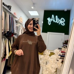 NAKIŞ DETAYLI MERSERİZE TUNİK KAHVE