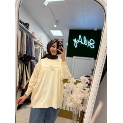 NAKIŞ DETAYLI MERSERİZE TUNİK KREM