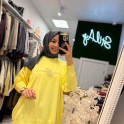 NAKIŞ DETAYLI MERSERİZE TUNİK SARI 